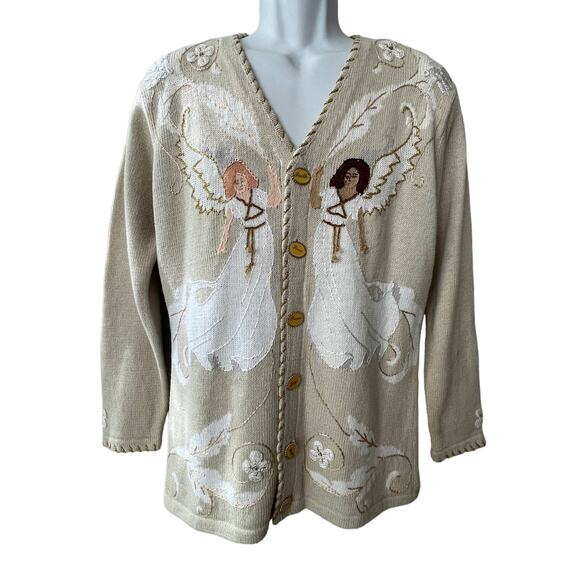 VINTAGE 90s Storybook Knits Heavenly Angels Ugly Christmas Sweater Size Small - Picture 1 of 8